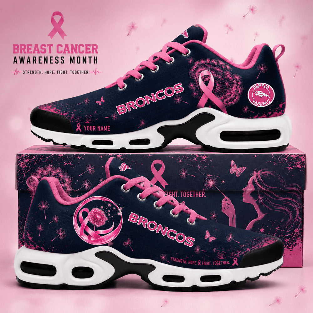 Limited Edition Denver Broncos Breast Cancer Awareness x Dandelion of Hope Shoes