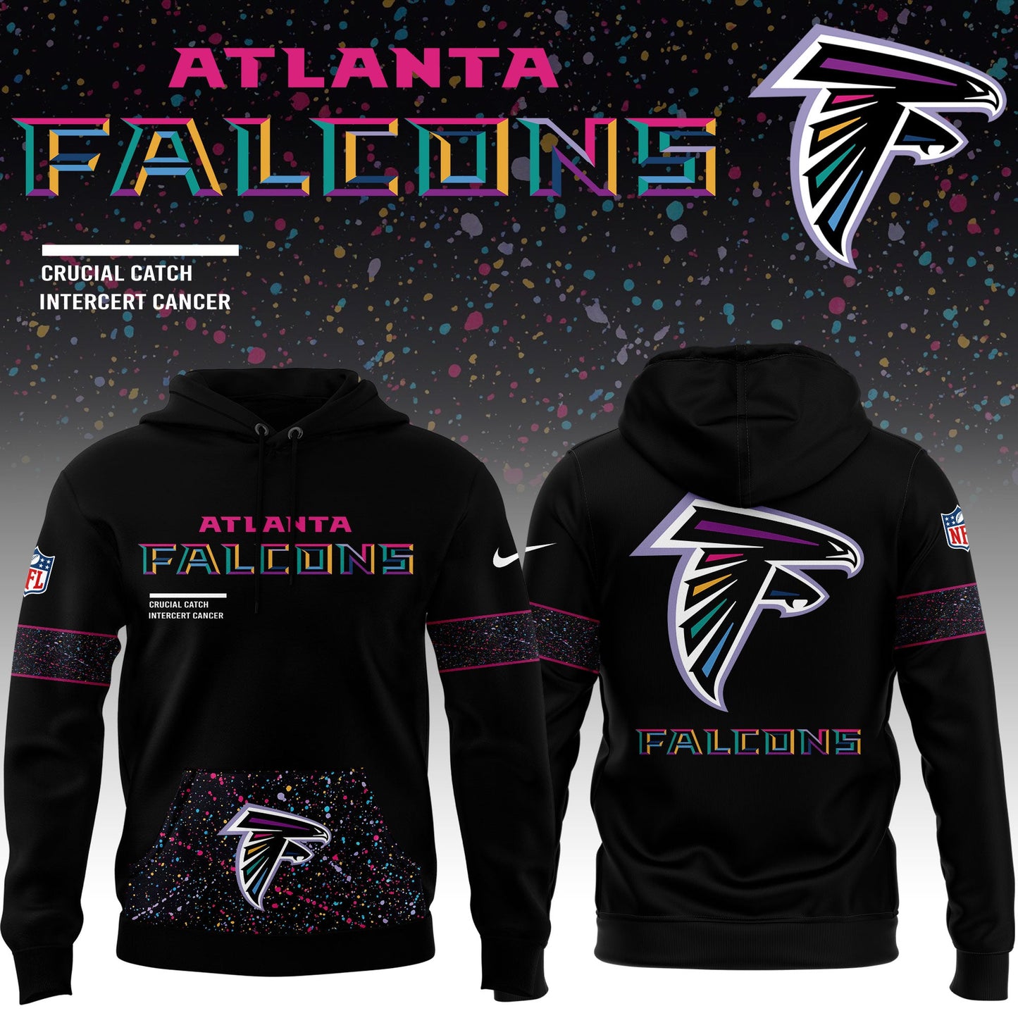 Atlanta Falcons Black 2025 NFL Crucial Catch Limited Edition Hoodie