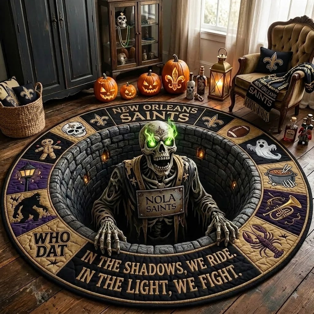 Limited Edition New Orleans Saints 2026 Halloween Quilted Round Rug, Mats