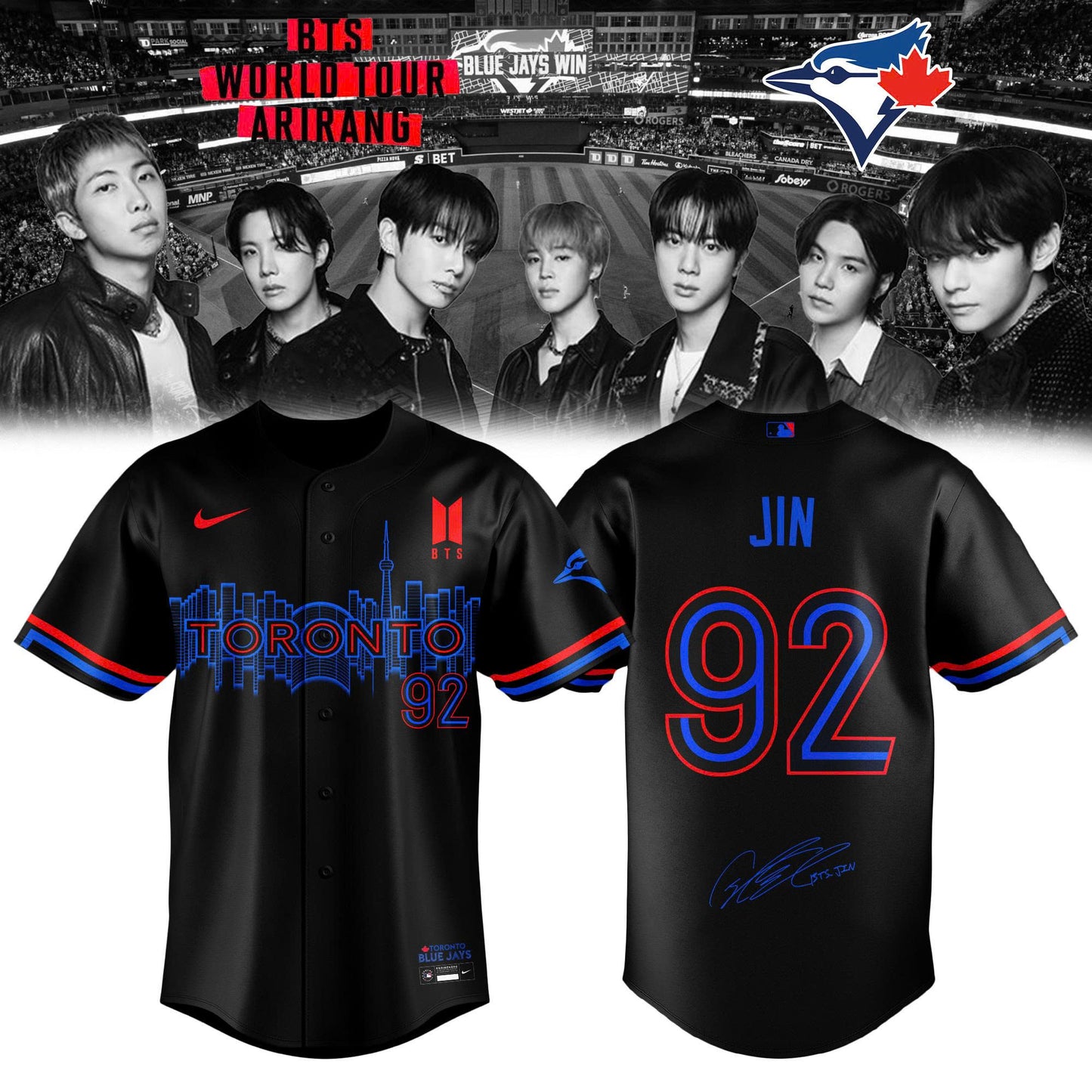 Toronto Blue Jays x JIN 92 BTS World Tour 2026 Limited Edition Jersey