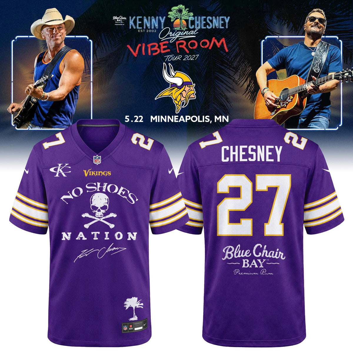 Minnesota Vikings x Kenny Chesney The Original Vibe Room Tour 2027 Jersey