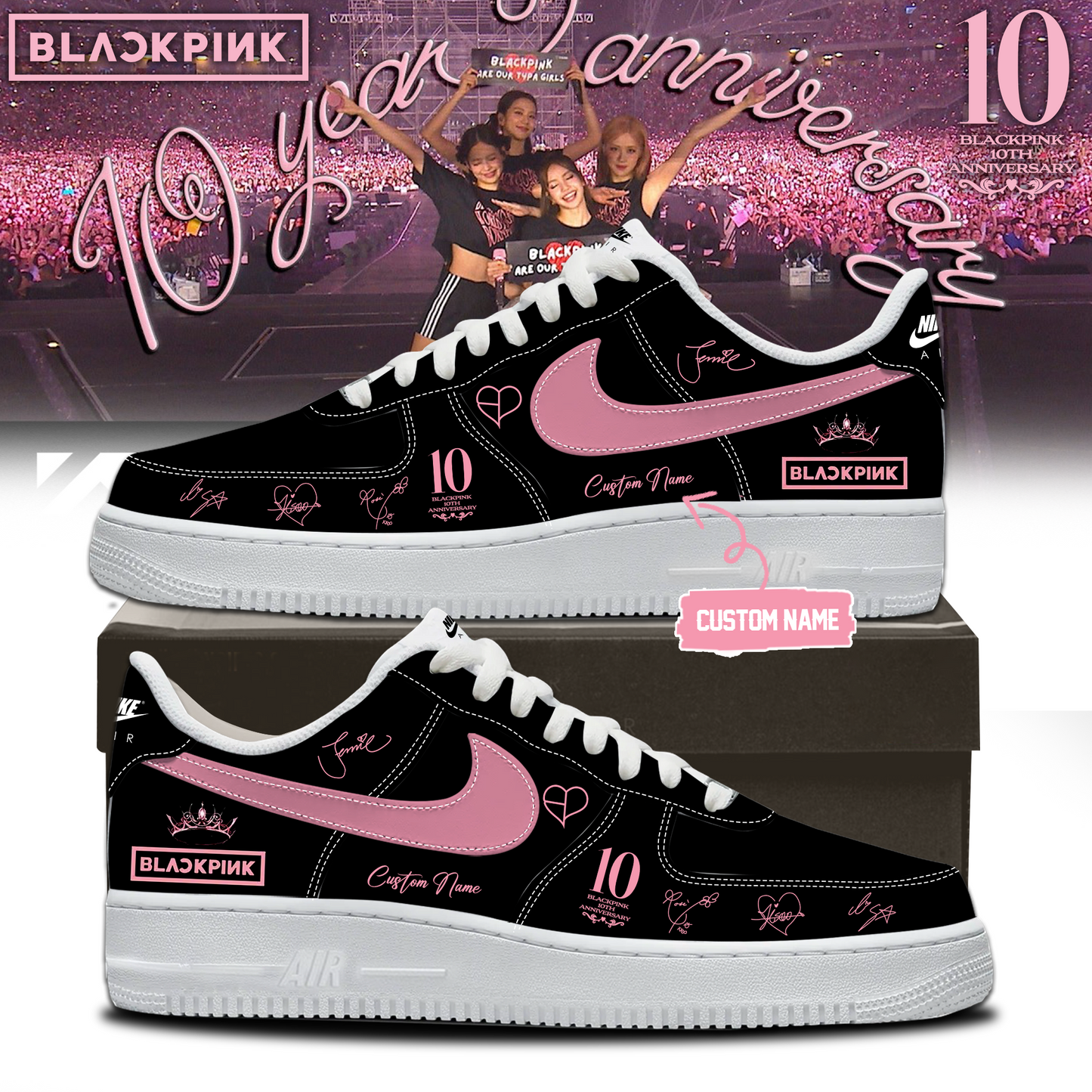 🖤 BLACKPINK – 10th Anniversary & Comeback 🩷 Exclusive AF1 Shoes