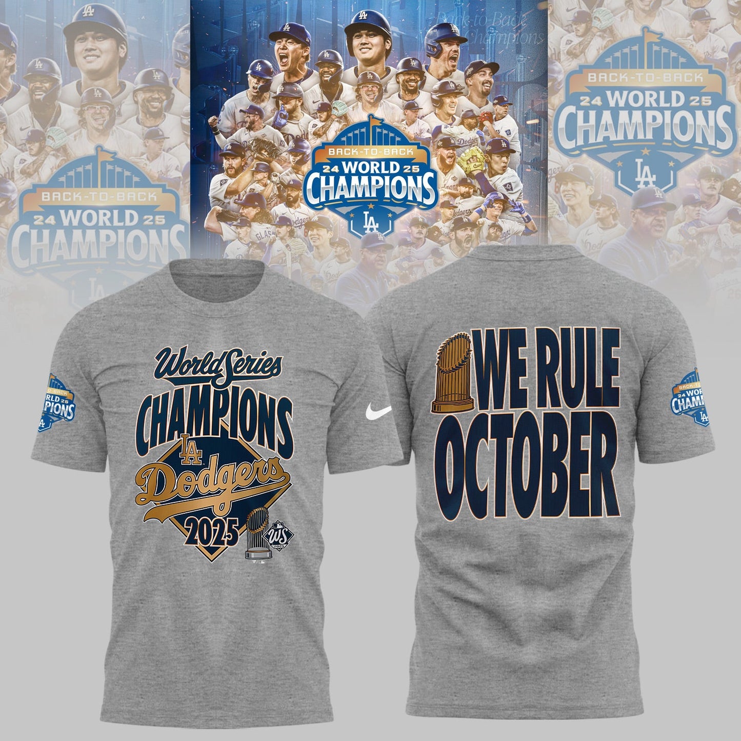 LA Dodgers World Series 2025 Champions Limited Edition Combo T-Shirt