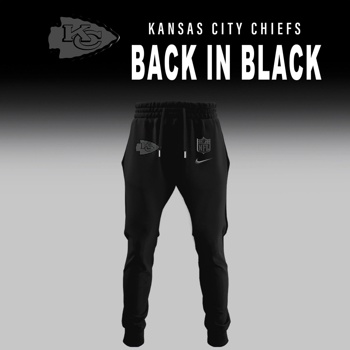 Kansas City Chiefs Back In Black Half Zip Hoodie