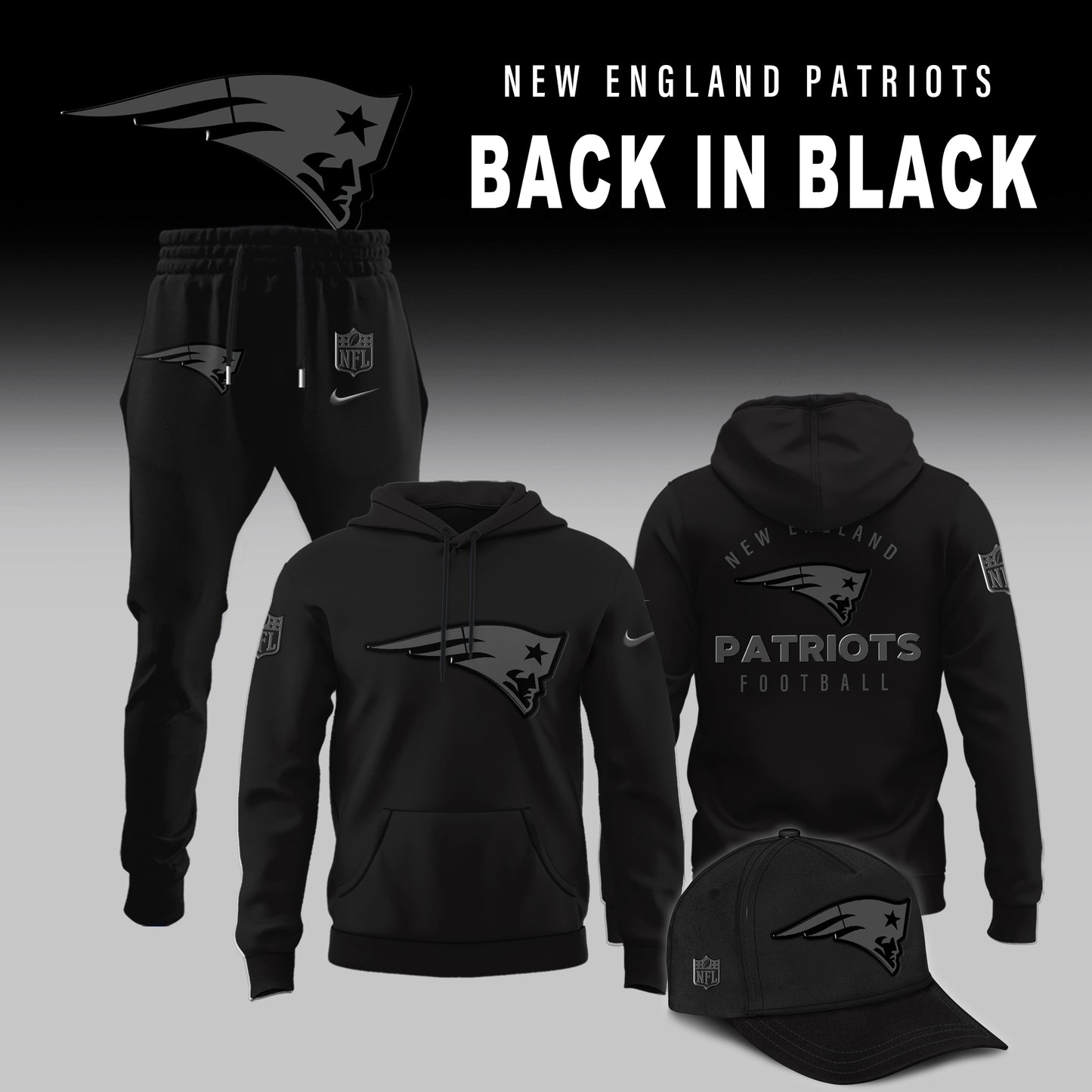 New England Patriots 2025 Back In Black Limited Edition Combo Hoodie