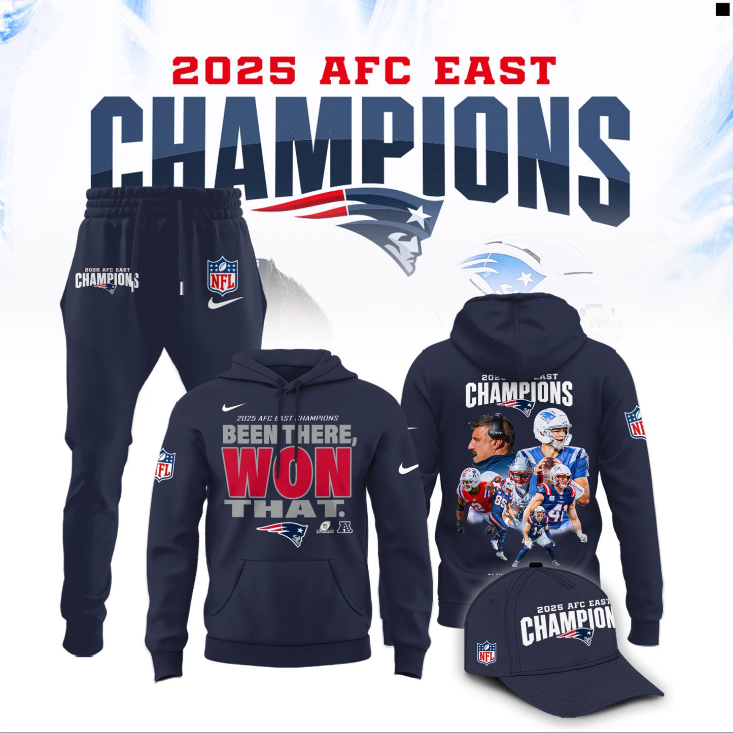 New England Patriots 2025 AFC East Champions Hoodie Limited Edition