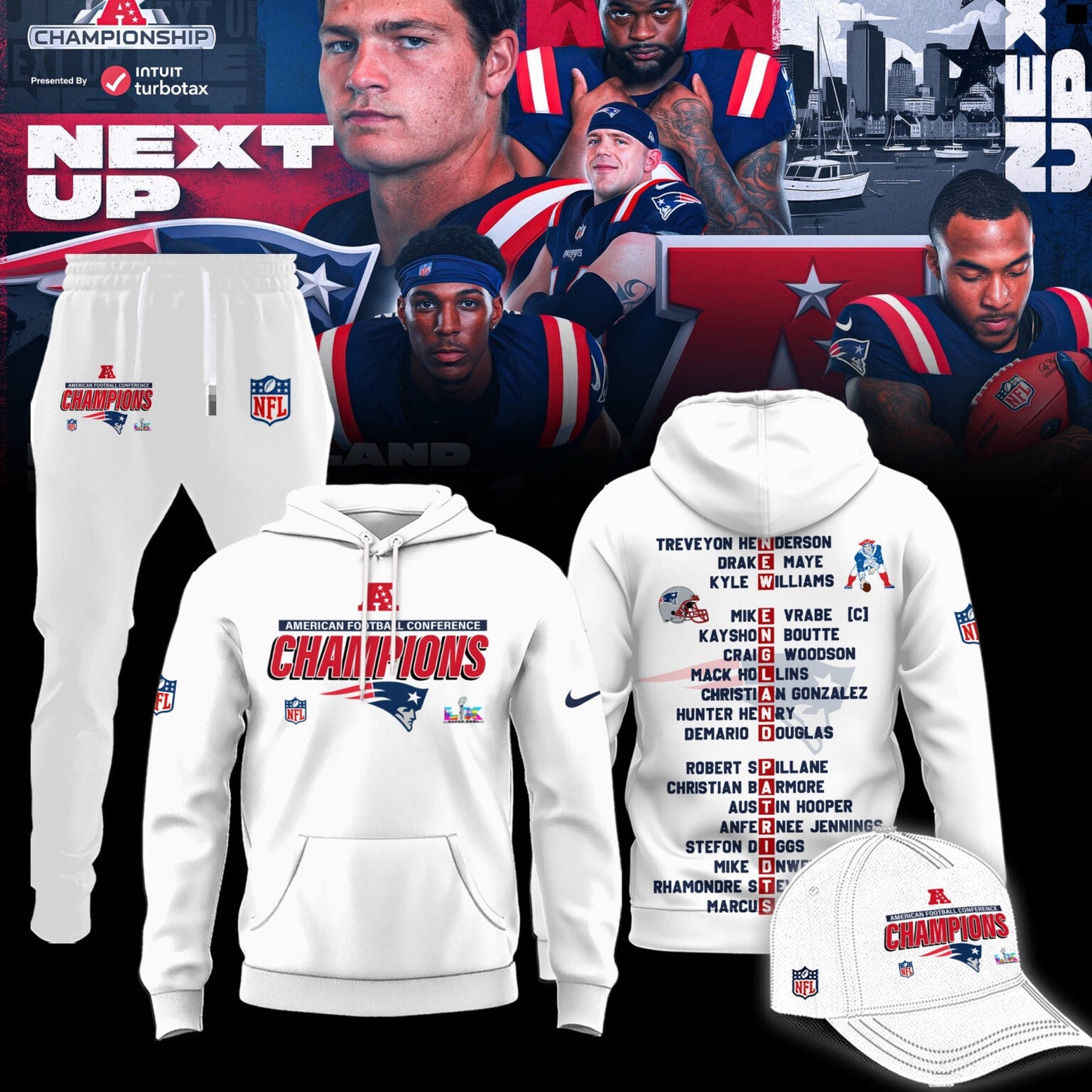 New England Patriots 2025 AFC Conference Champions Hoodie