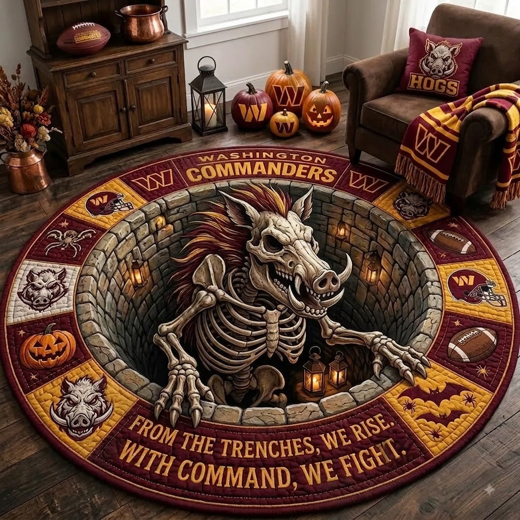 Limited Edition Washington Commanders 2026 Halloween Quilted Round Rug, Mats