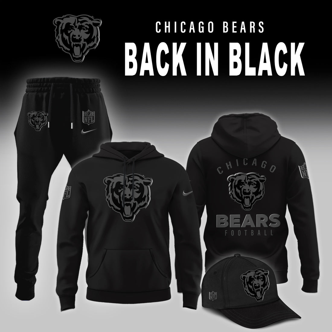 Chicago Bears 2025 Back In Black Limited Edition Combo Hoodie