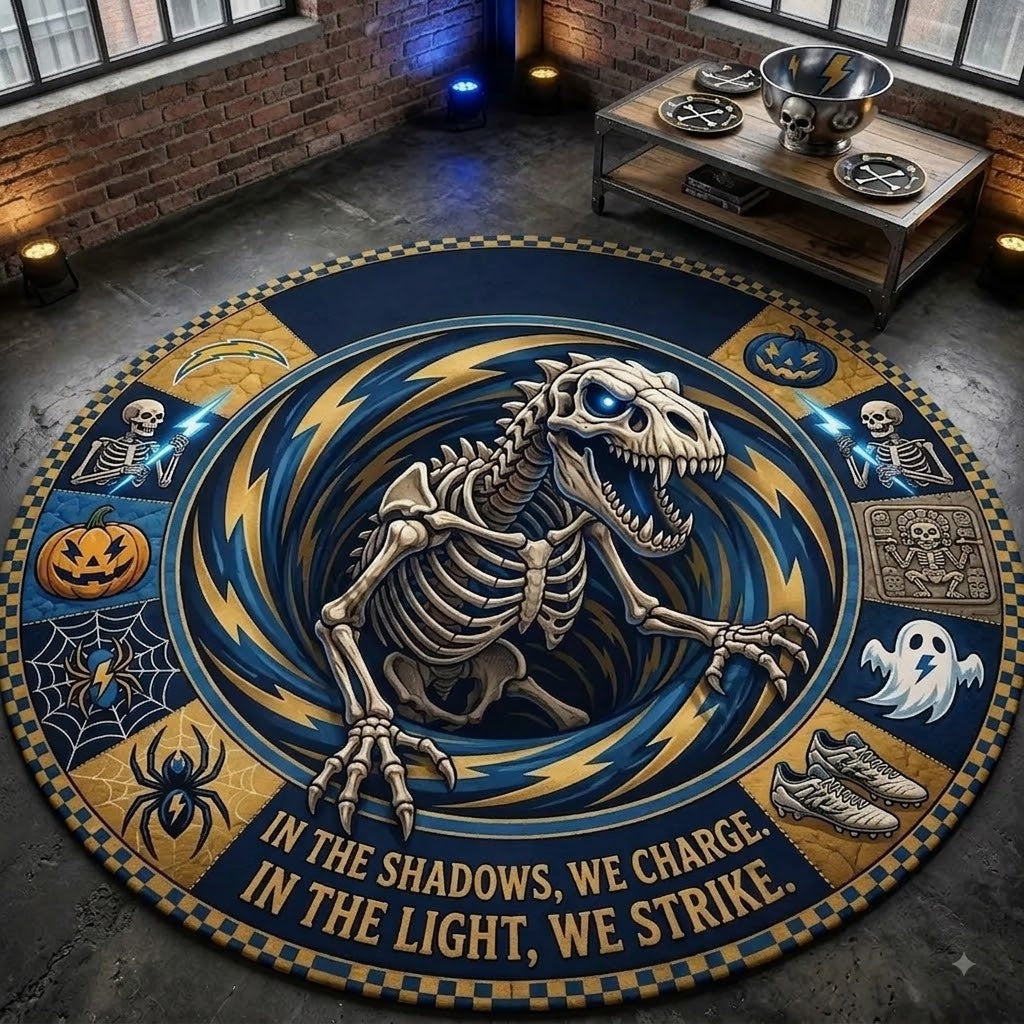 Limited Edition Los Angeles Chargers 2026 Halloween Quilted Round Rug, Mats
