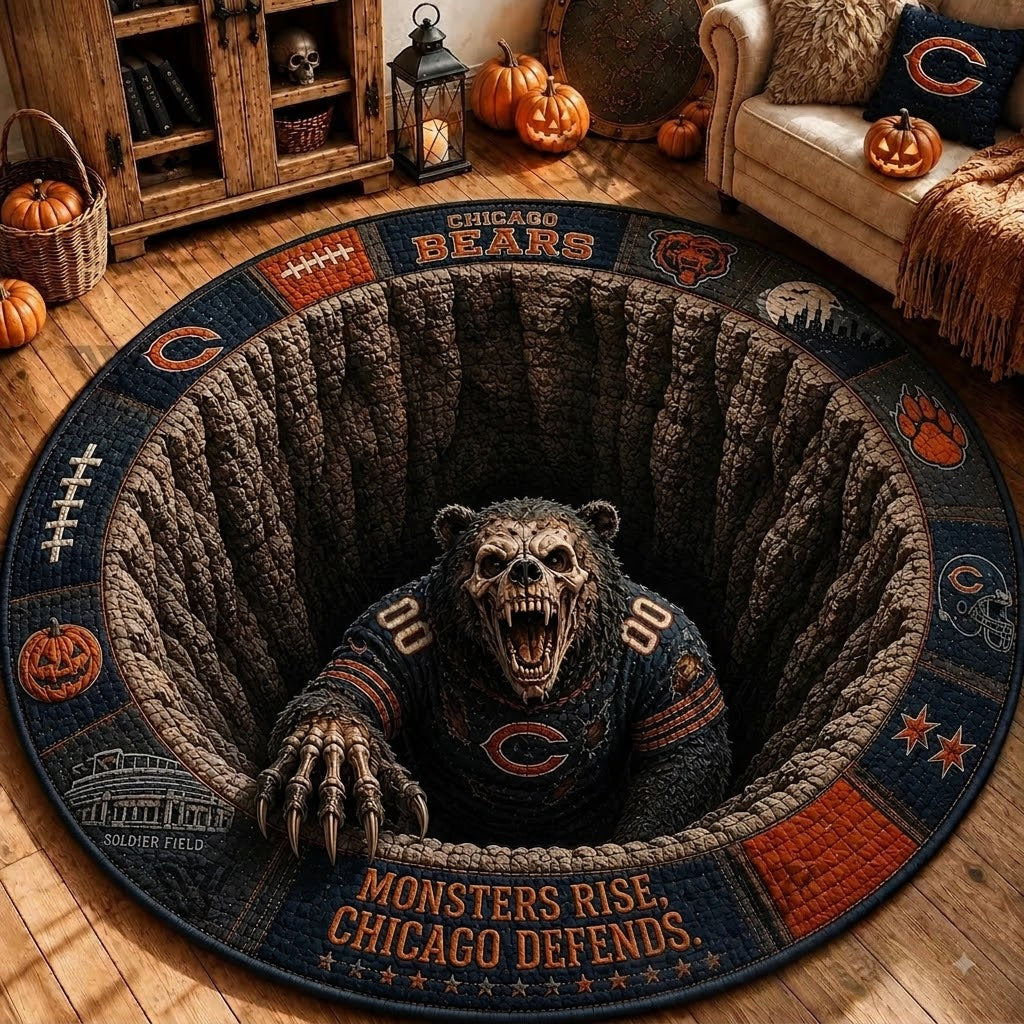 Limited Edition Chicago Bears 2026 Halloween Quilted Round Rug, Mats