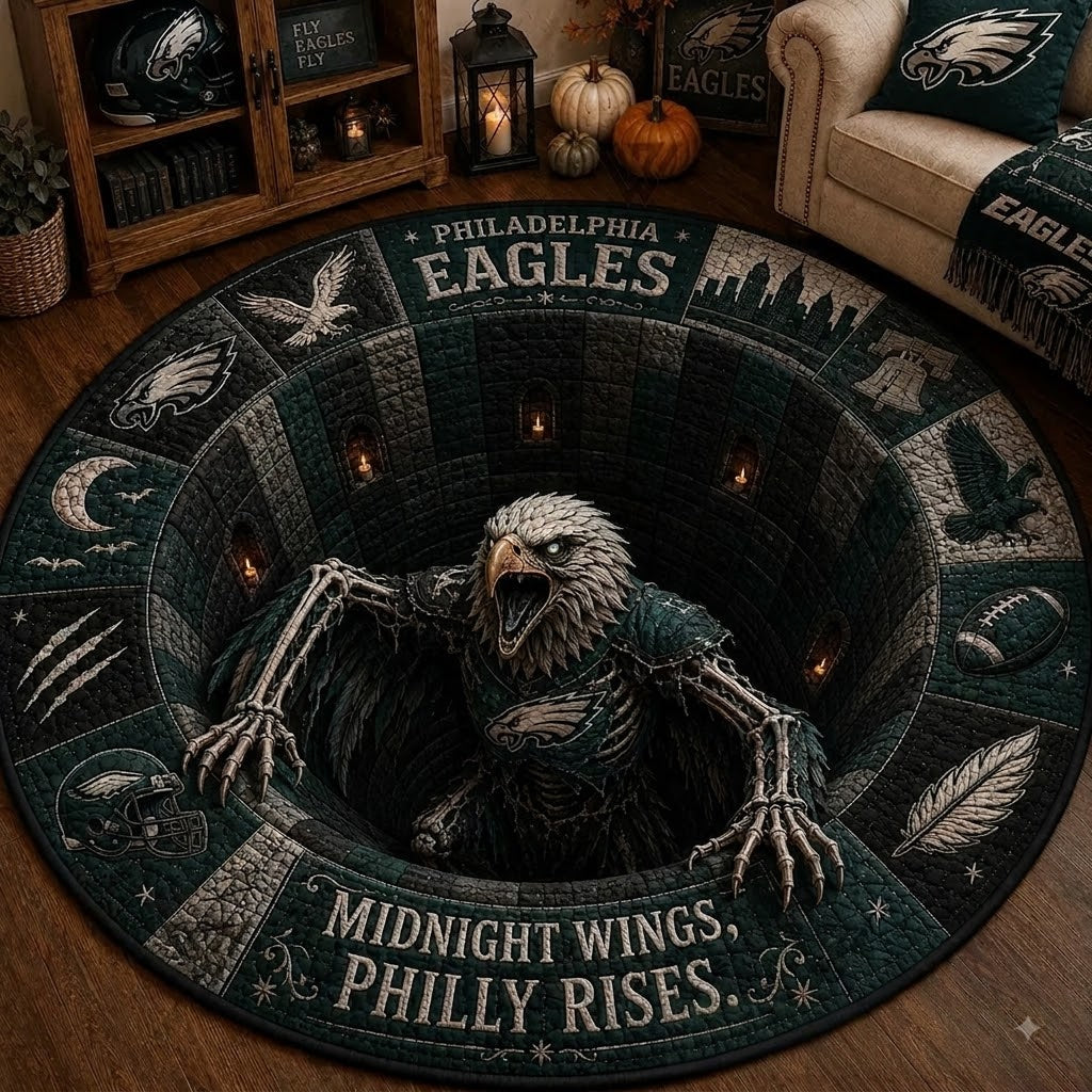 Limited Edition Philadelphia Eagles 2026 Halloween Quilted Round Rug, Mats