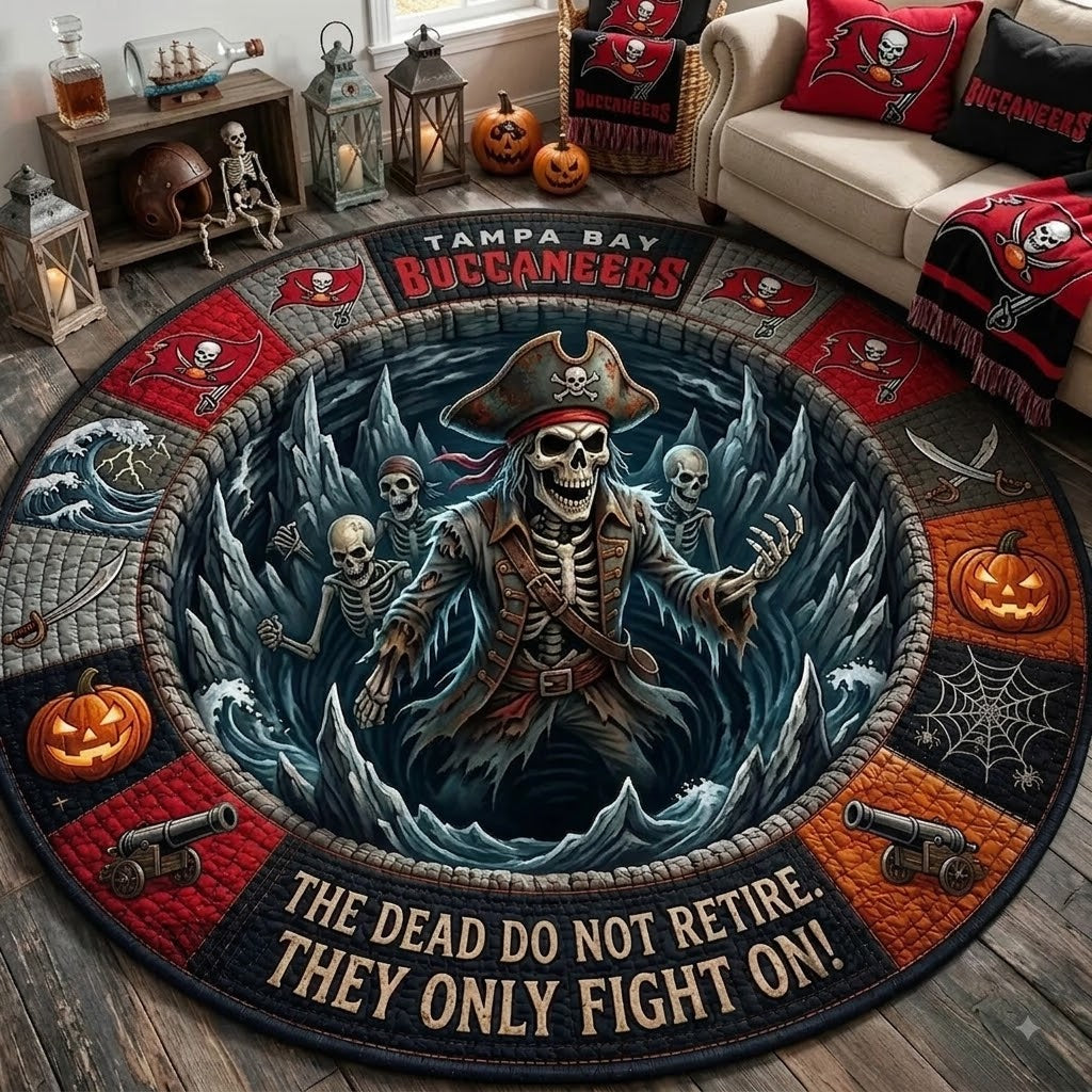 Limited Edition Tampa Bay Buccaneers 2026 Halloween Quilted Round Rug, Mats