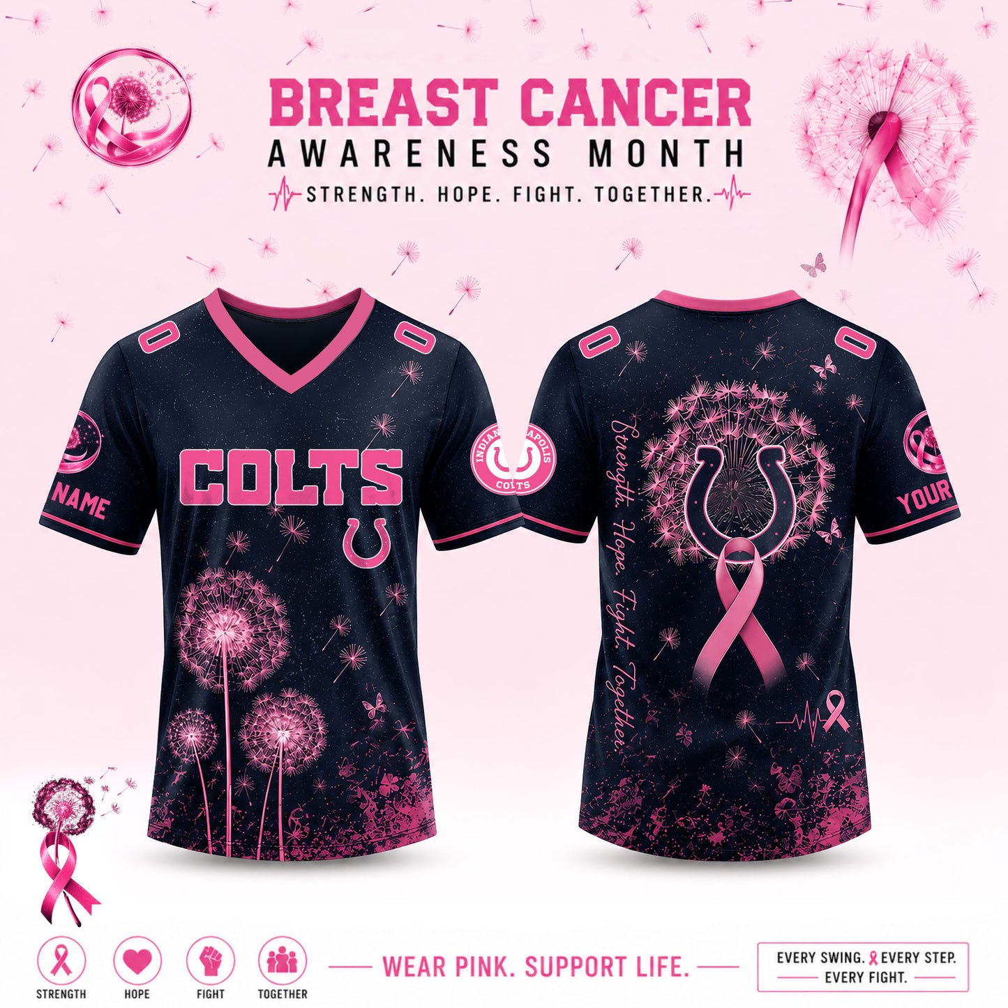 Limited Edition Indianapolis Colts 2026 Breast Cancer Awareness x Dandelion of Hope Jersey