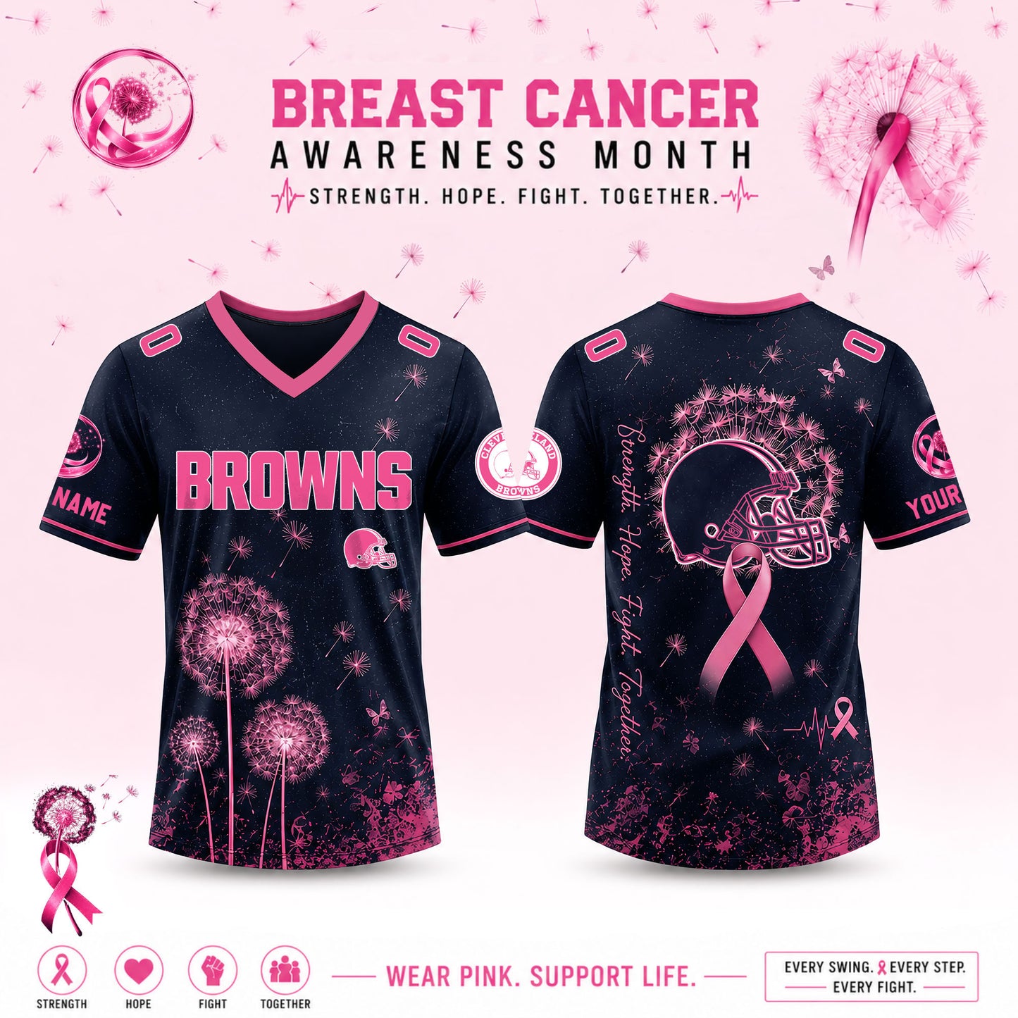 Limited Edition Cleveland Browns 2026 Breast Cancer Awareness x Dandelion of Hope Jersey