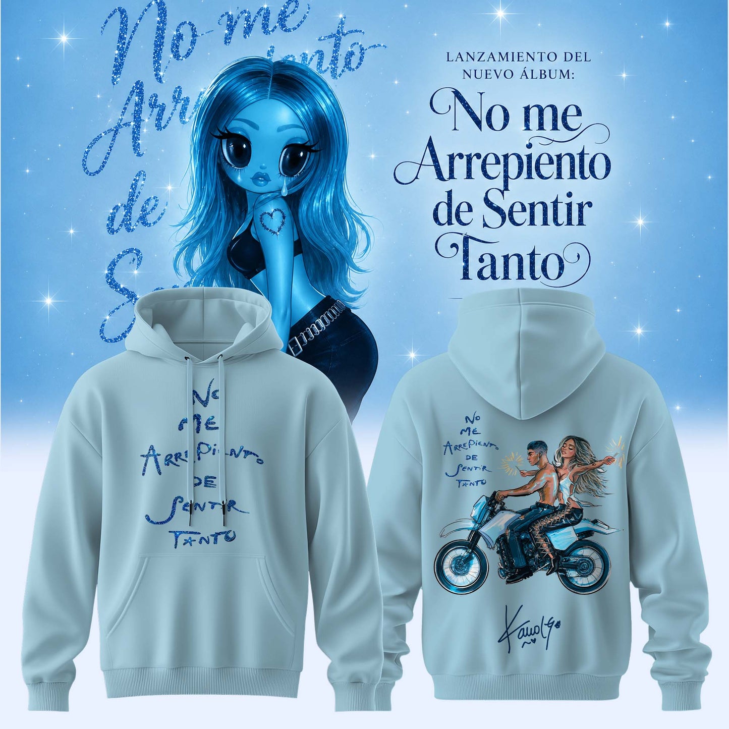 KaRol G Album “NO ME ARREPIENTO DE SENTIR TANTO” 🩵 – Hoodie