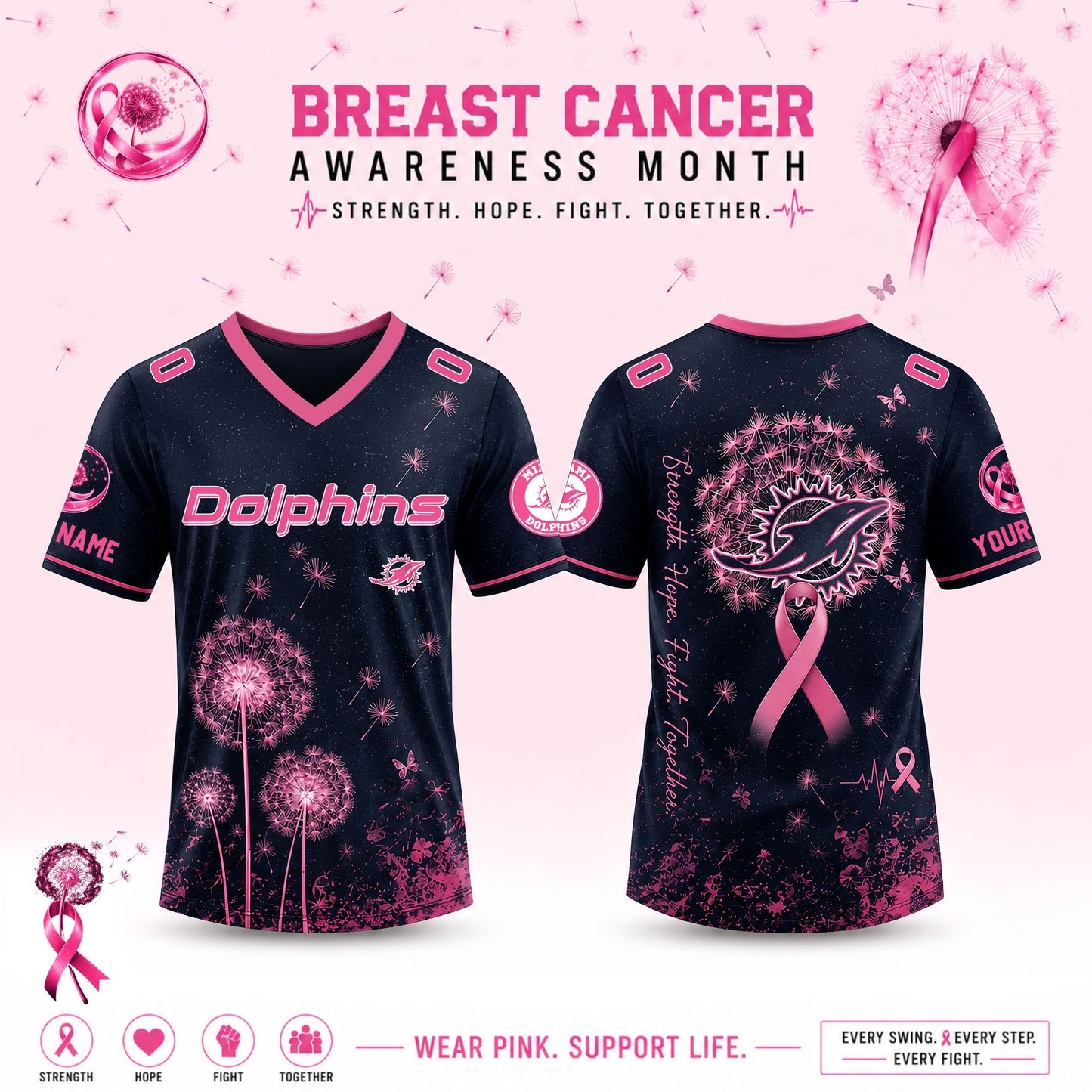 Full Team NFL 2026 Breast Cancer Awareness x Dandelion of Hope Jersey