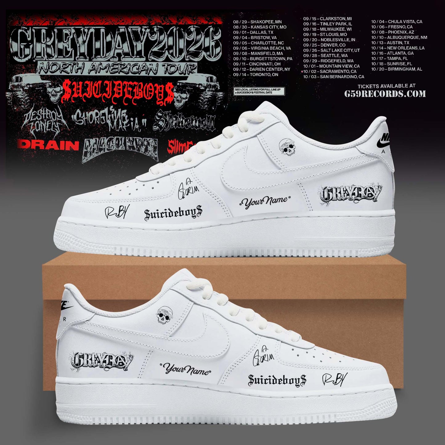 Greyday 2026 – North American Tour AF1 Shoes