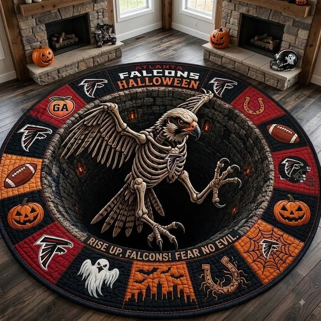 Limited Edition Atlanta Falcons 2026 Halloween Quilted Round Rug, Mats