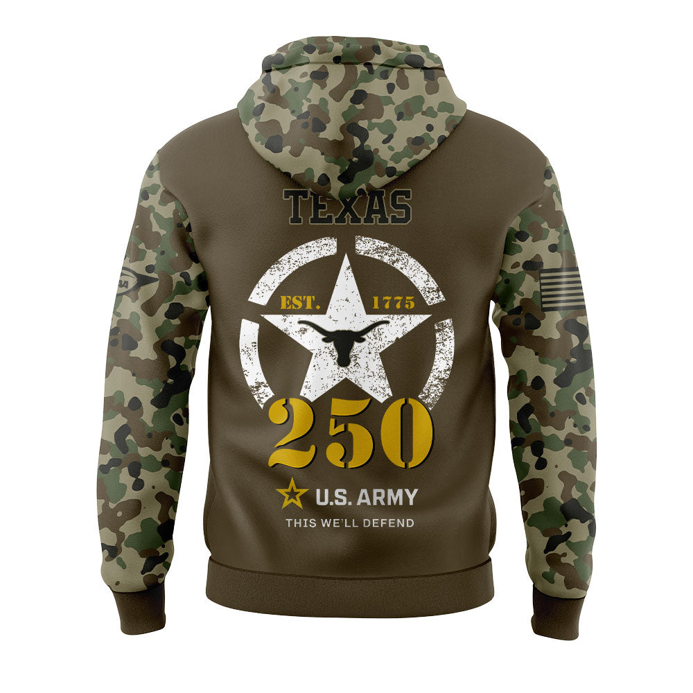 Texas Longhorns U.S. Army’s 250th Celebration Hoodie
