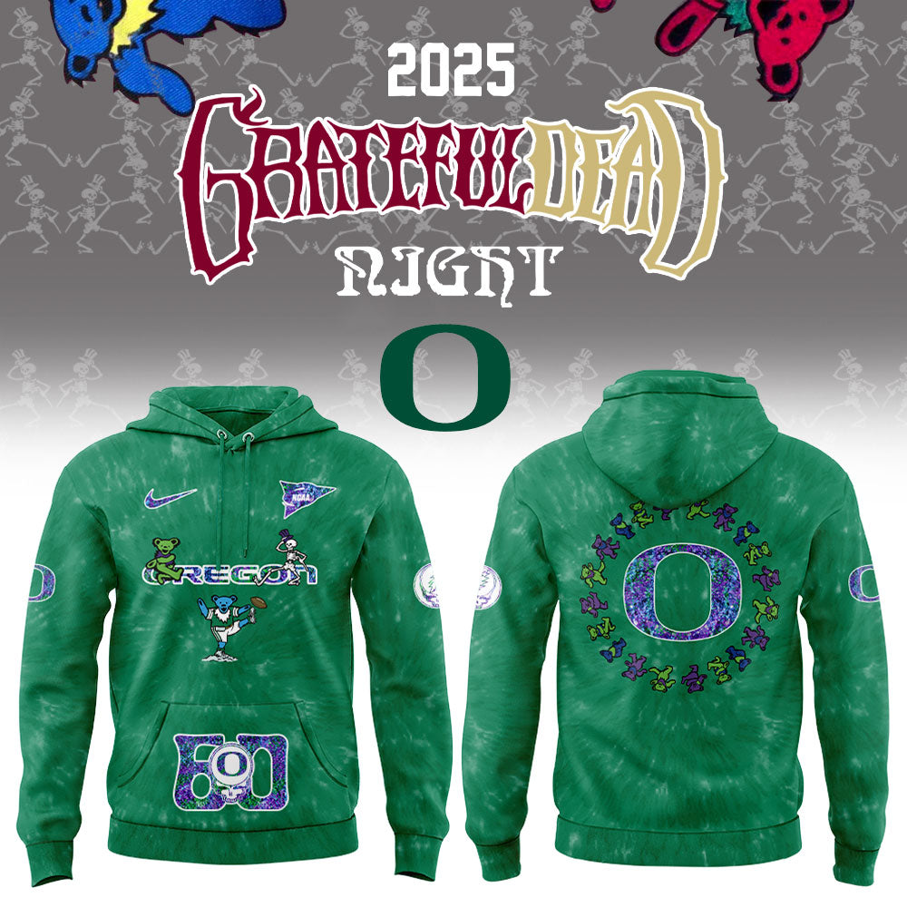Oregon Ducks Football 2025 Grateful Ducks Tie-Dye Hoodie