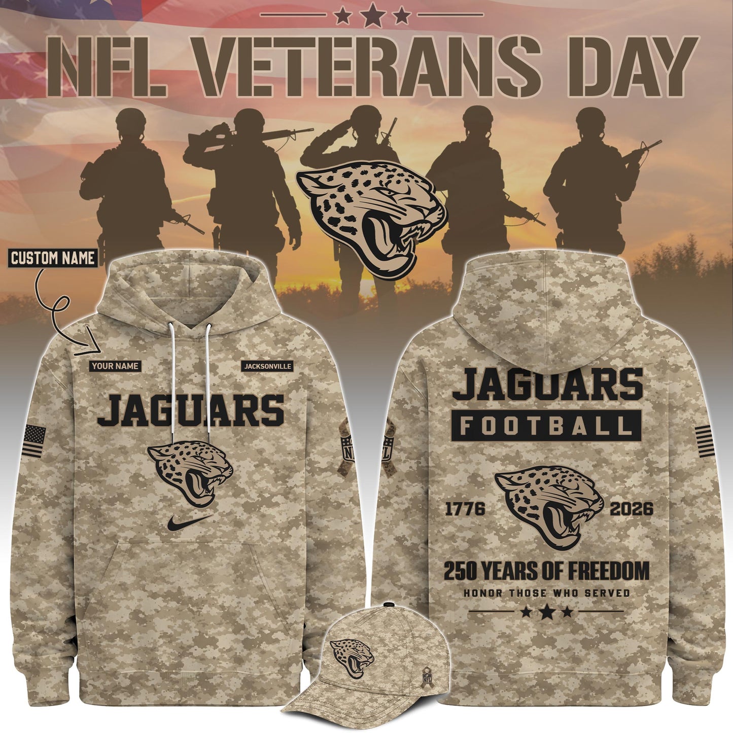 Limited Edition Jacksonville Jaguars Veterans Day 2026 Hoodie