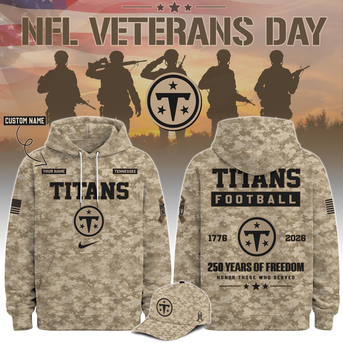 Limited Edition Tennessee Titans Veterans Day 2026 Hoodie