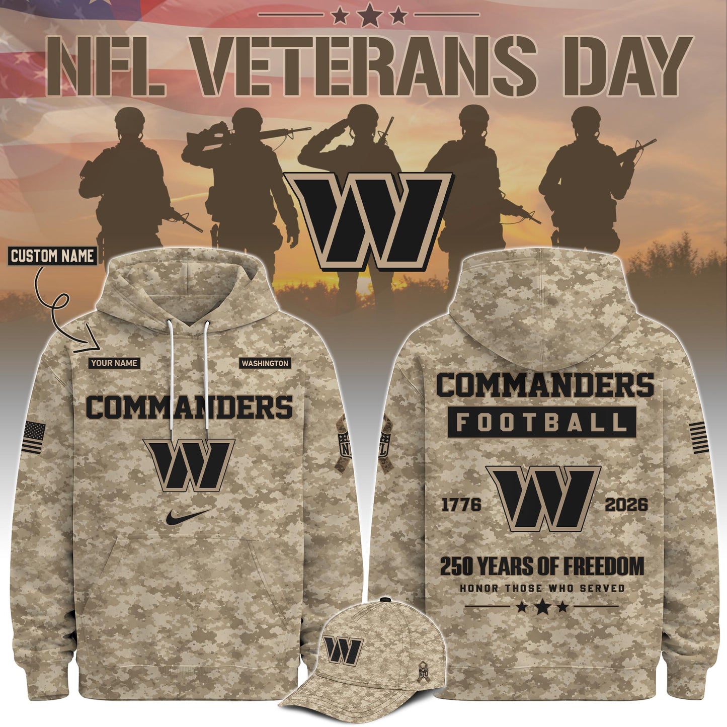 Limited Edition Washington Commanders Veterans Day 2026 Hoodie