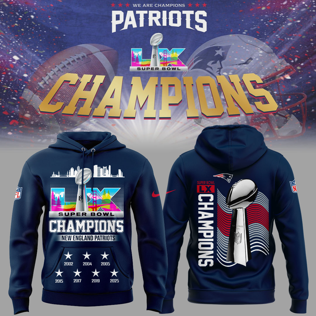 Limited Edition PATRIOTS CHAMPIONS Super Bowl LX Hoodie