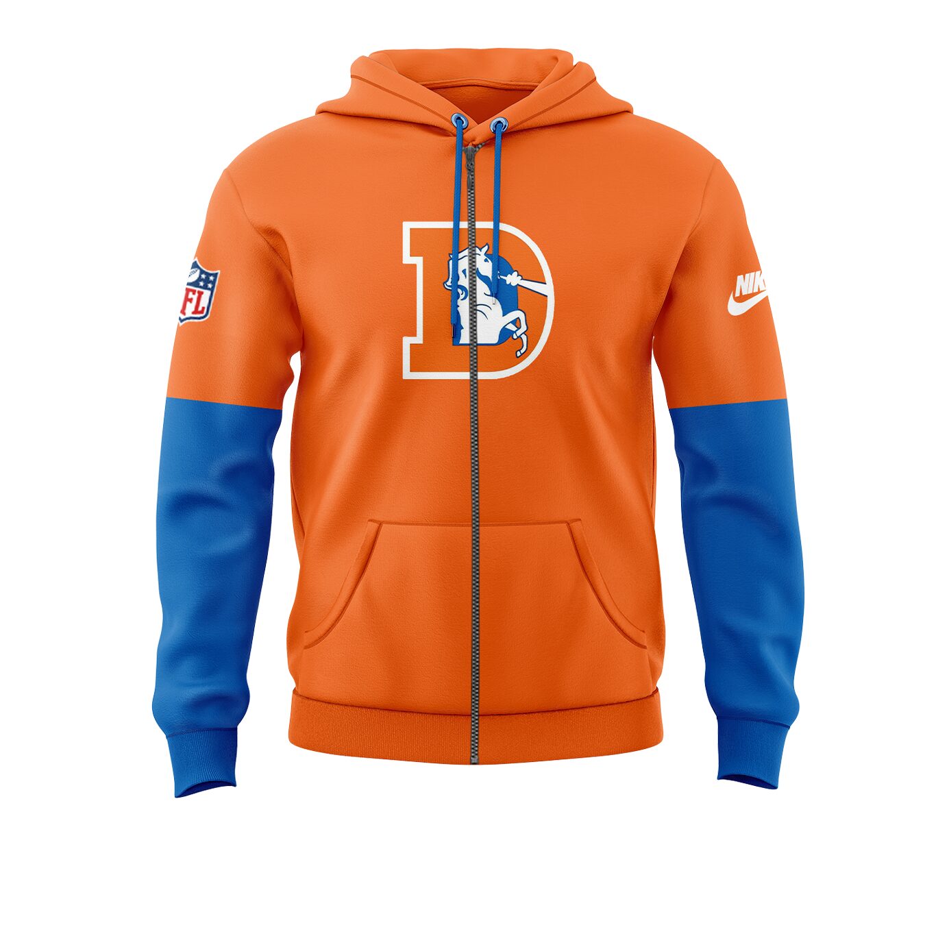 Denver Broncos NFL 2024 Limited Throwback To 77 Orange Zip Hoodie