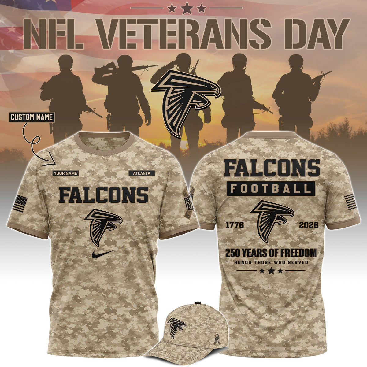 Limited Edition Atlanta Falcons x Veterans Day 2026 T-Shirt