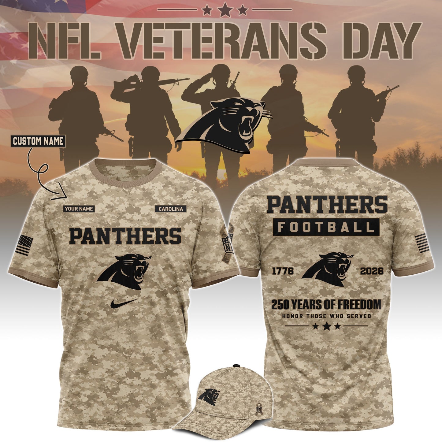 Limited Edition Carolina Panthers x Veterans Day 2026 T-Shirt