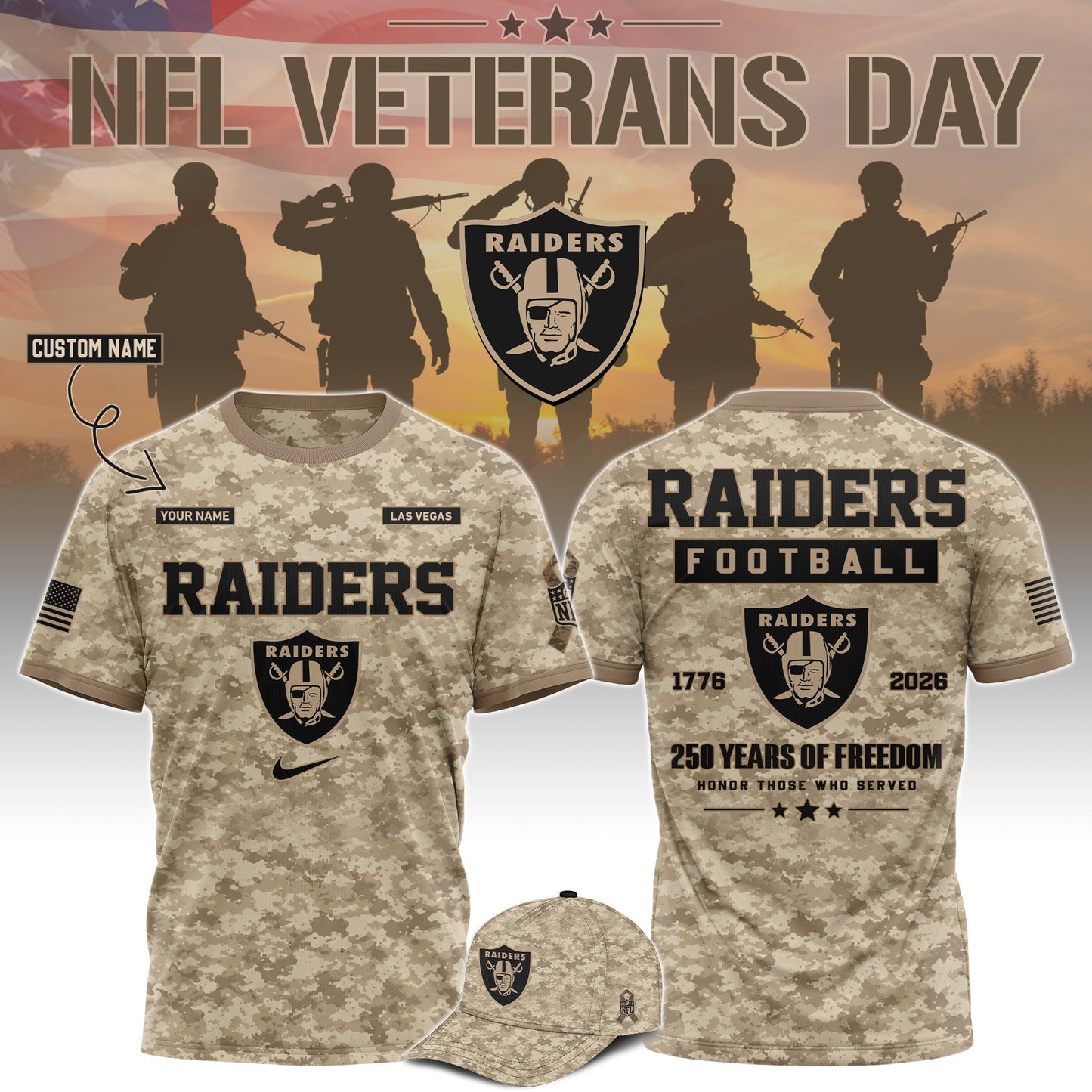 Limited Edition Las Vegas Raiders x Veterans Day 2026 T-Shirt