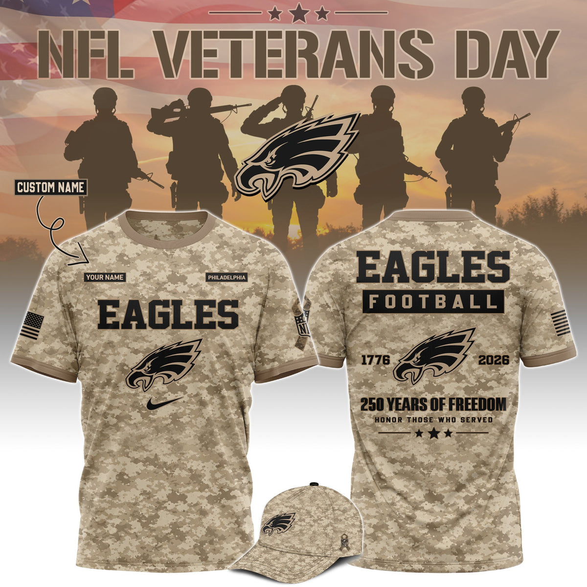 Limited Edition Philadelphia Eagles x Veterans Day 2026 T-Shirt