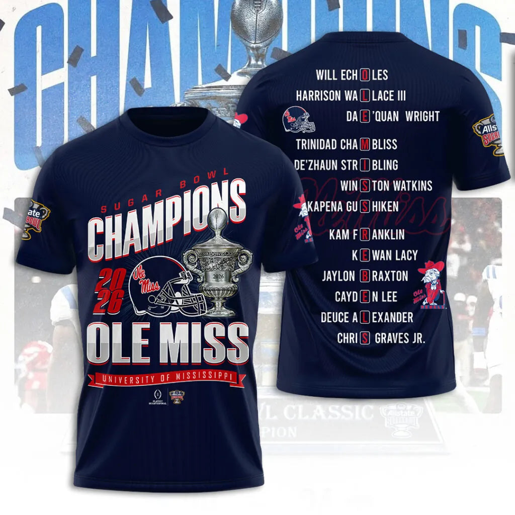 Ole Miss Rebels 2026 Sugar Bowl Champions Limited Edition Combo T-Shirt