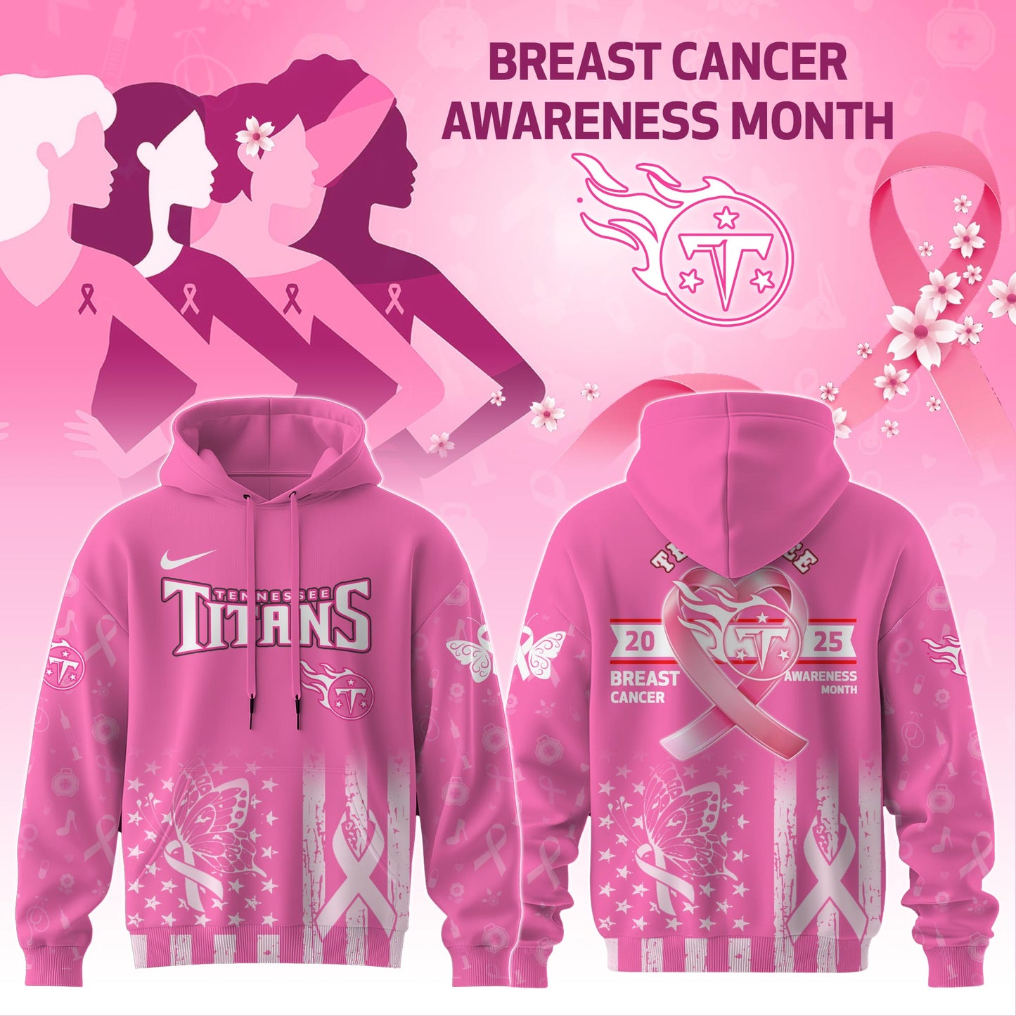 Tennessee Titans Special Breast Cancer Awareness Month Limited Edition Hoodie 2025