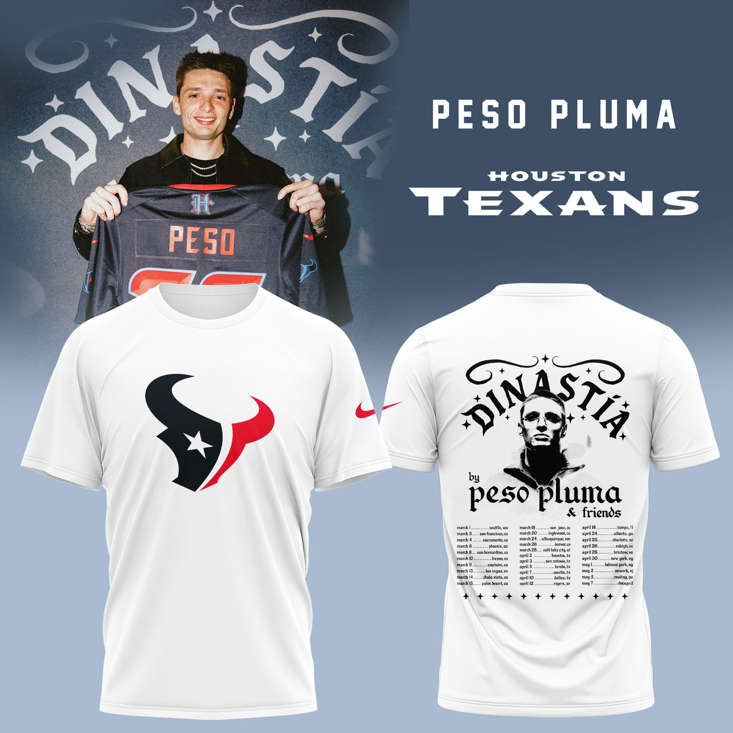 Houston Football – Dinastia Style Tour Shirt – Music x Sports Fan