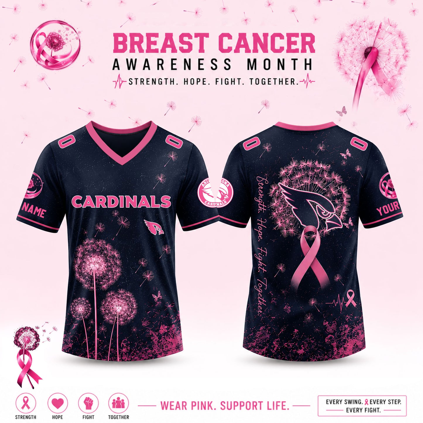 Limited Edition Arizona Cardinals 2026 Breast Cancer Awareness x Dandelion of Hope Jersey