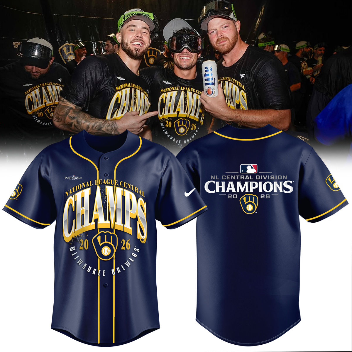 Limited Edition Milwaukee Brewers 2026 NL Central Division Champions Jersey