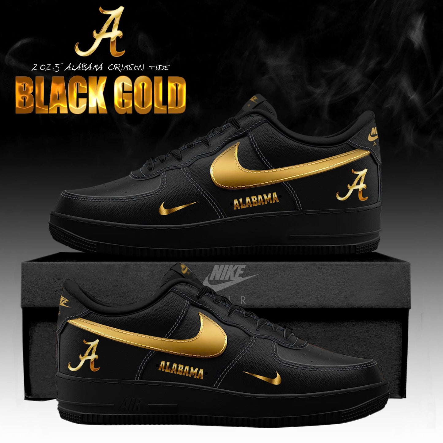 Alabama Crimson Tide Gold In Black 2025 AF1 Special Edition
