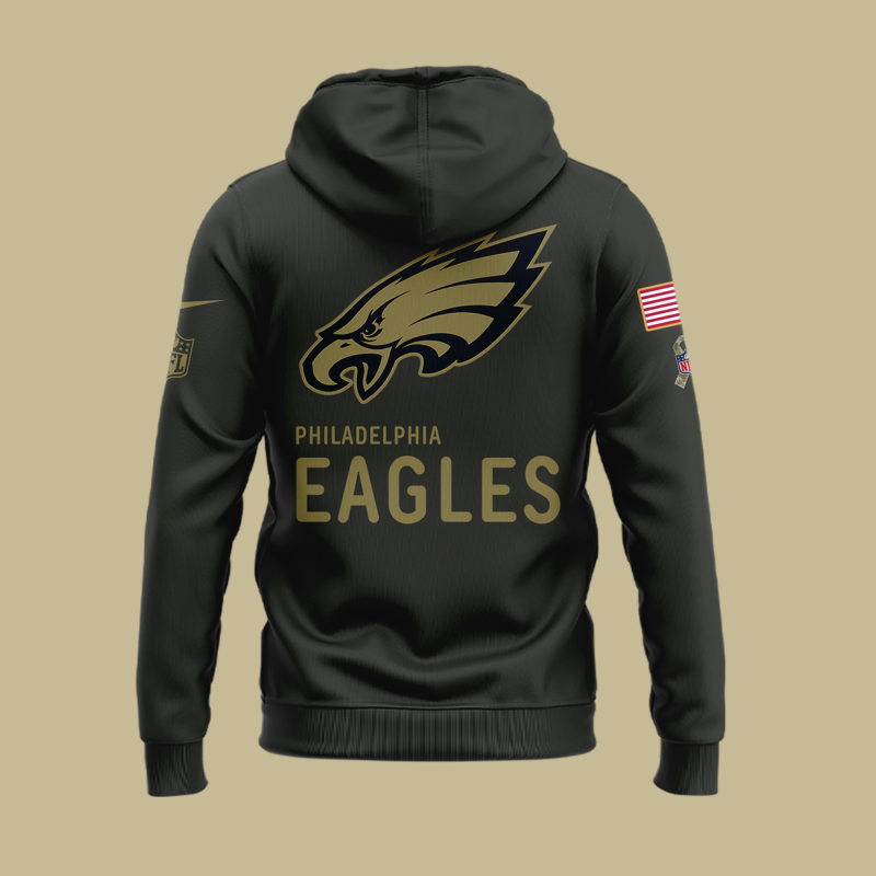 Philadelphia Eagles Salute to Service Sideline 2025 Hoodie Custom NAME