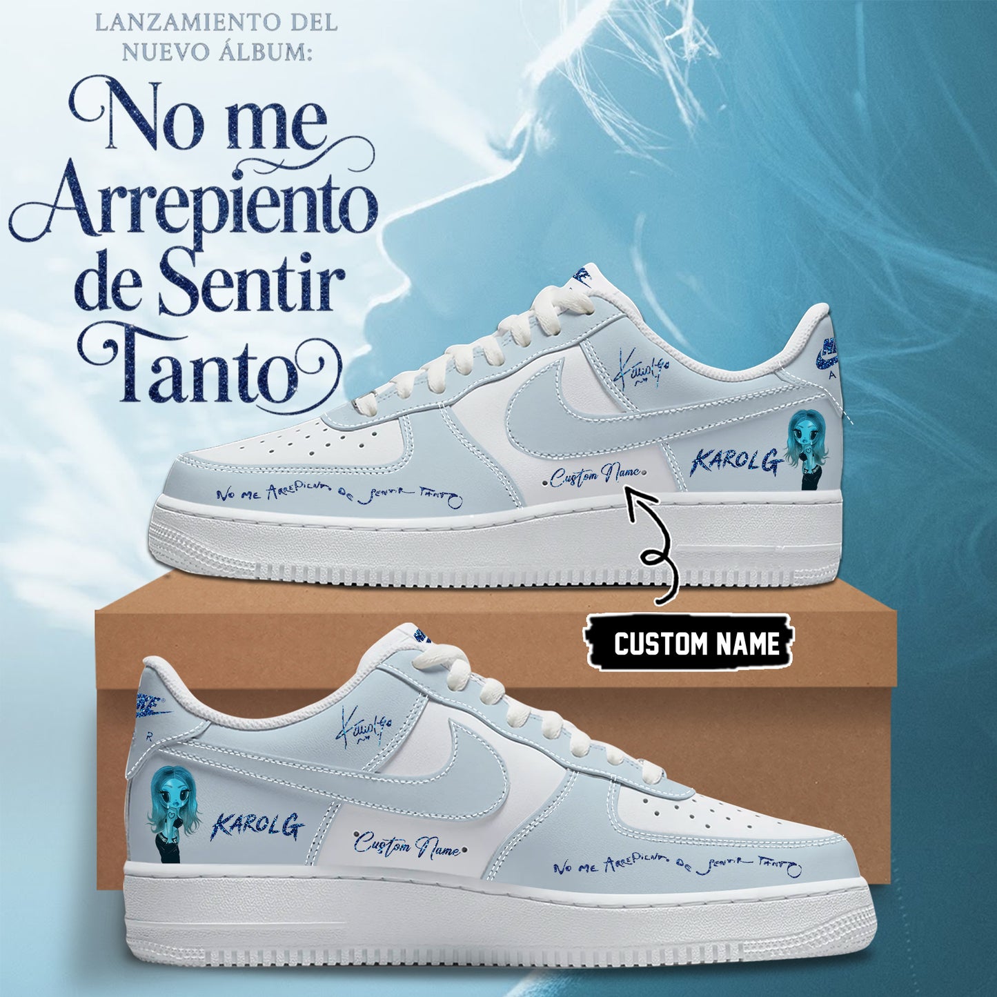 KaRol G Album “NO ME ARREPIENTO DE SENTIR TANTO” 🩵 – Shoes
