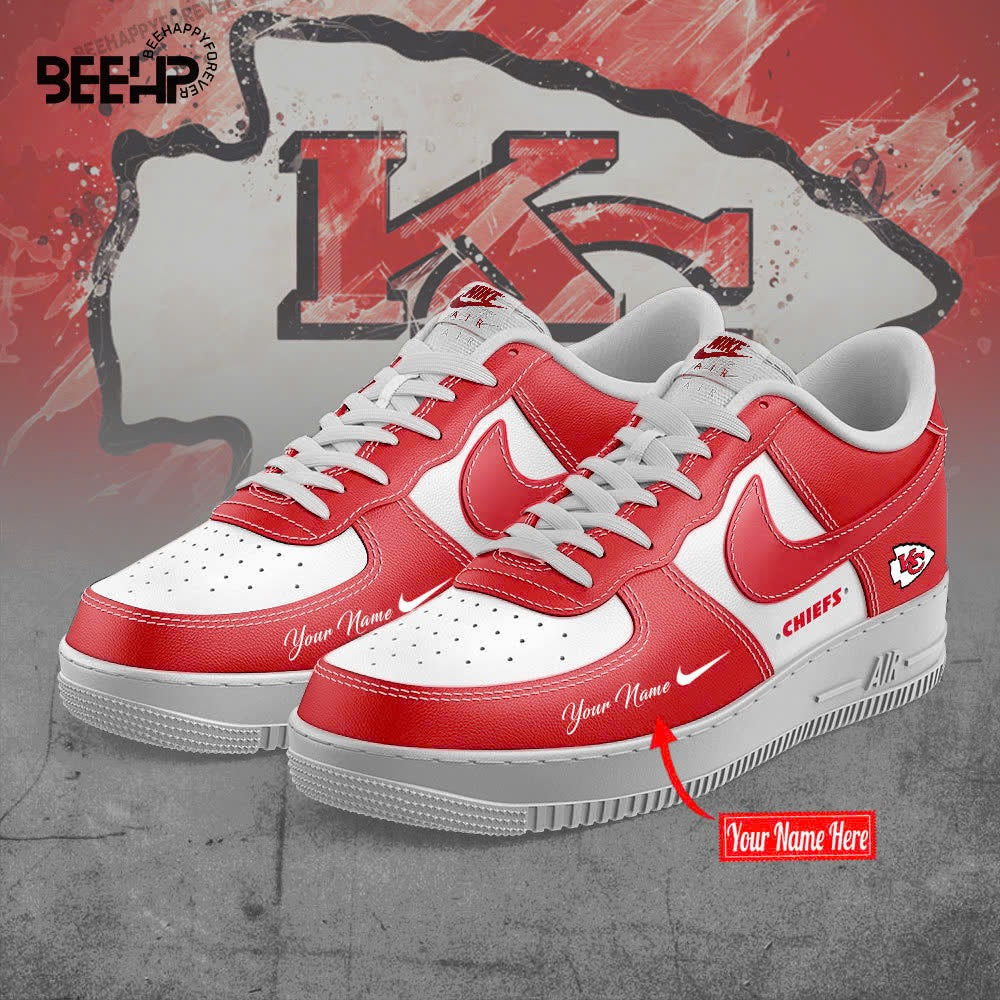 Kansas City Chiefs BOLD BLACK and RED Limited Edition AF1 Sneakers