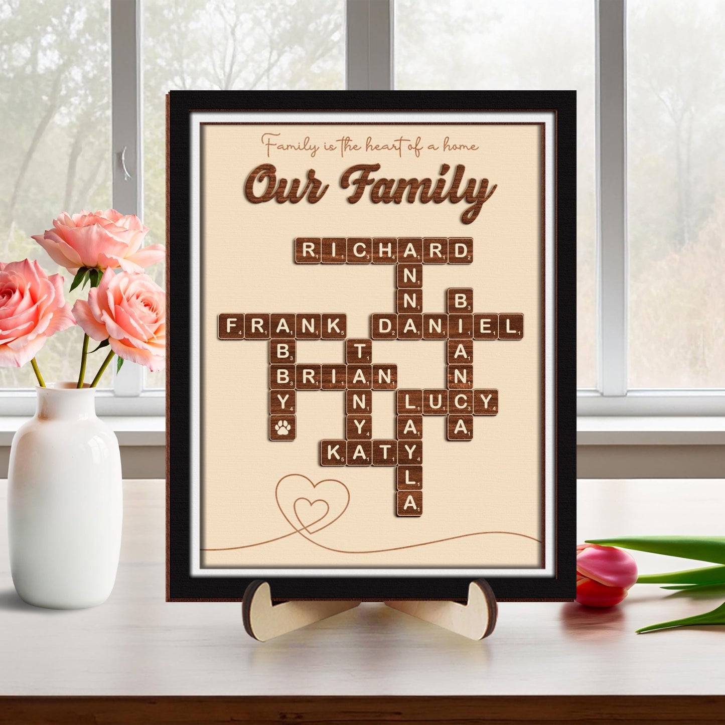 Mother's Day Scrabble Frame Family Tree,Personalized Scrabble Puzzle Wooden Sign,Mom Crossword Scrabble,Mom Puzzle Sign Gift,Grandma Gift