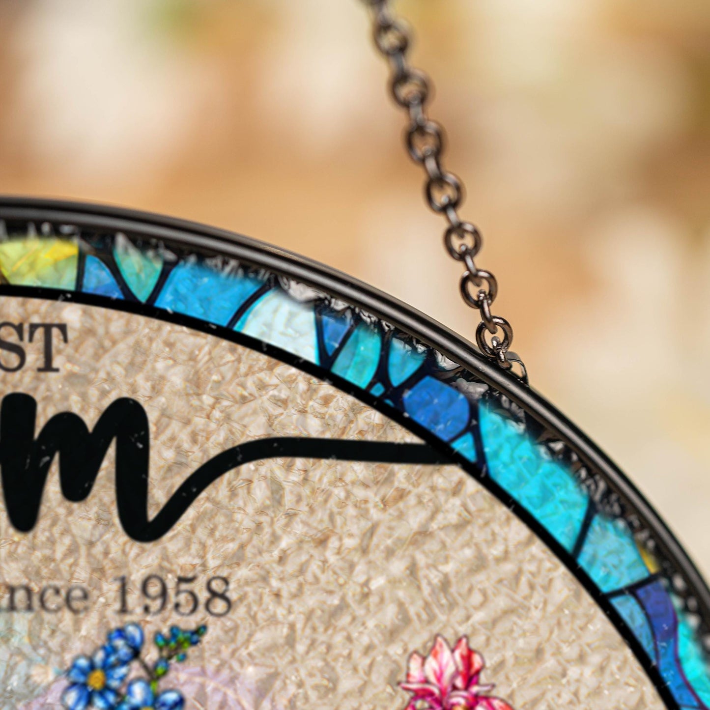 Custom Grandma's Garden Stained Glass Suncatcher, Birth Month Flower Window Hanging, Mothers Day Gift, Nana gift, Gift for Grandma