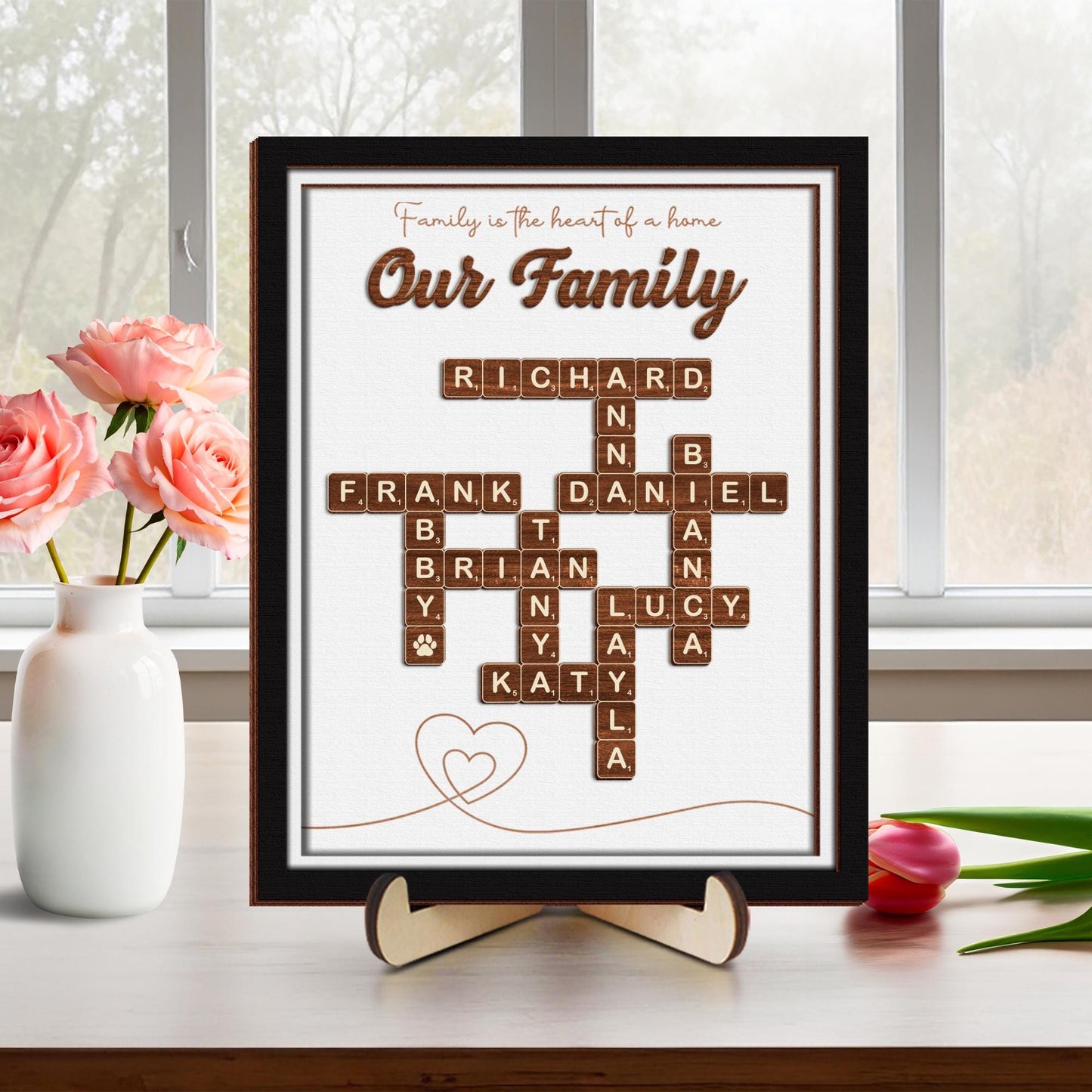Mother's Day Scrabble Frame Family Tree,Personalized Scrabble Puzzle Wooden Sign,Mom Crossword Scrabble,Mom Puzzle Sign Gift,Grandma Gift