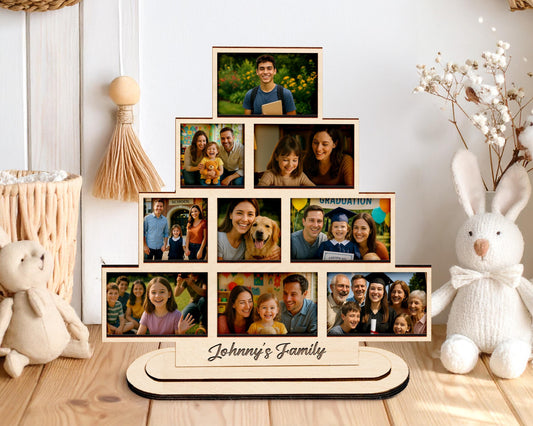 Custom Stacking Photo Sign,Wood Photo Collage Frame,Family Picture Frame,Family Wedding Display,Christmas Gift,Photo Allbum,Anniversary Gift