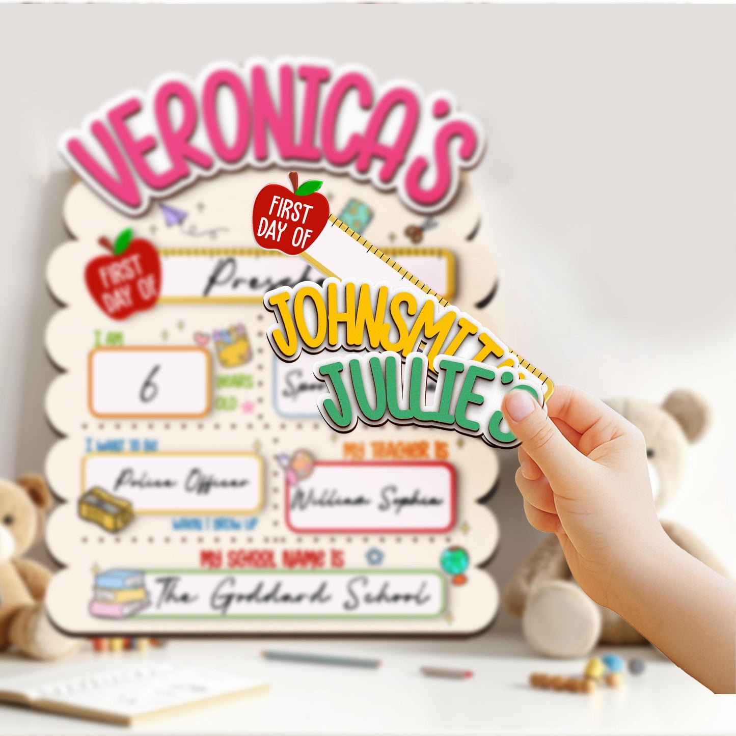 Custom First And Last Day School Sign,Back to School Sign,Preschool,Kindergarten 1st Day of School,Interchangable First Day Of School Board