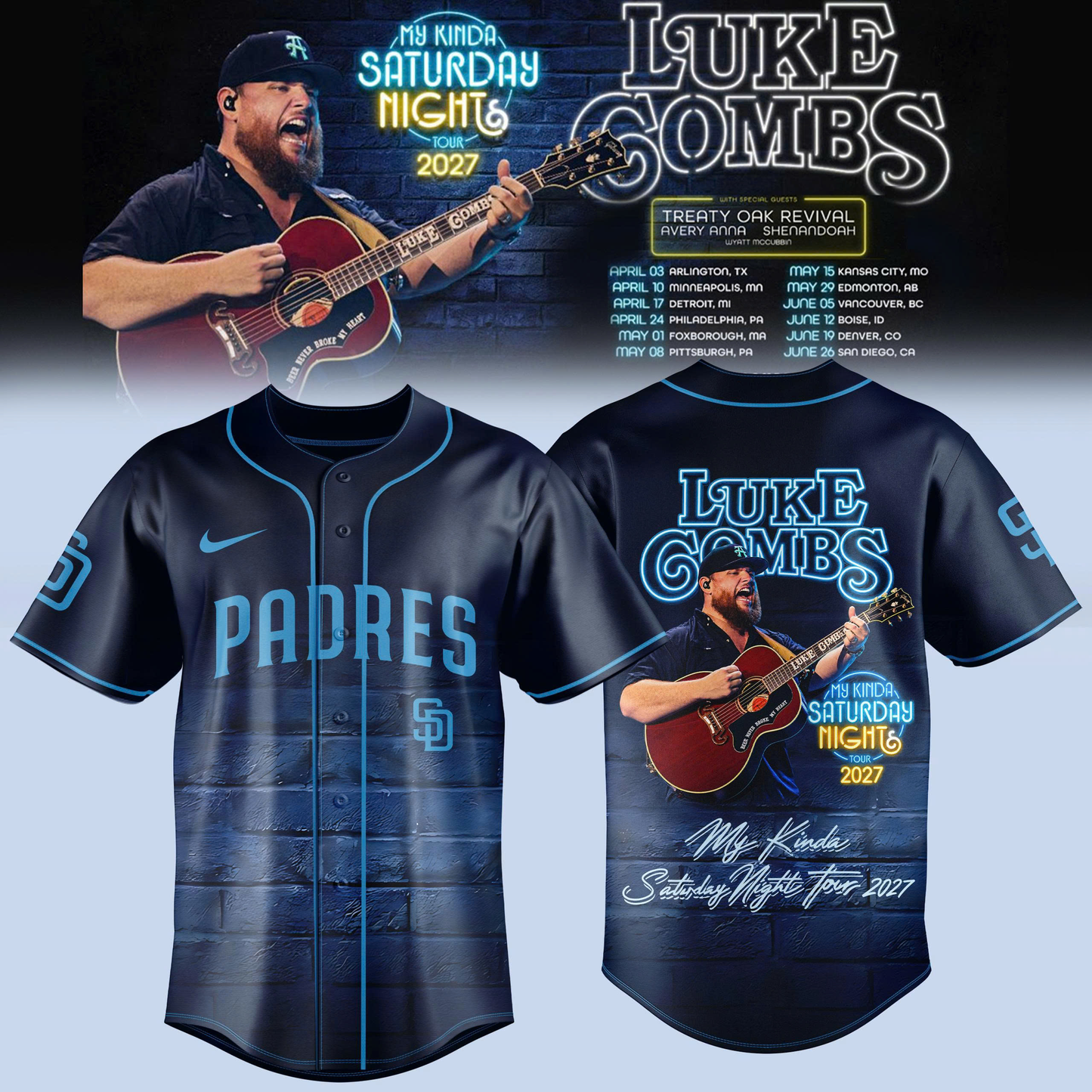 San Diego Padres x My Kinda Saturday Night Tour 2027 Jersey Edition