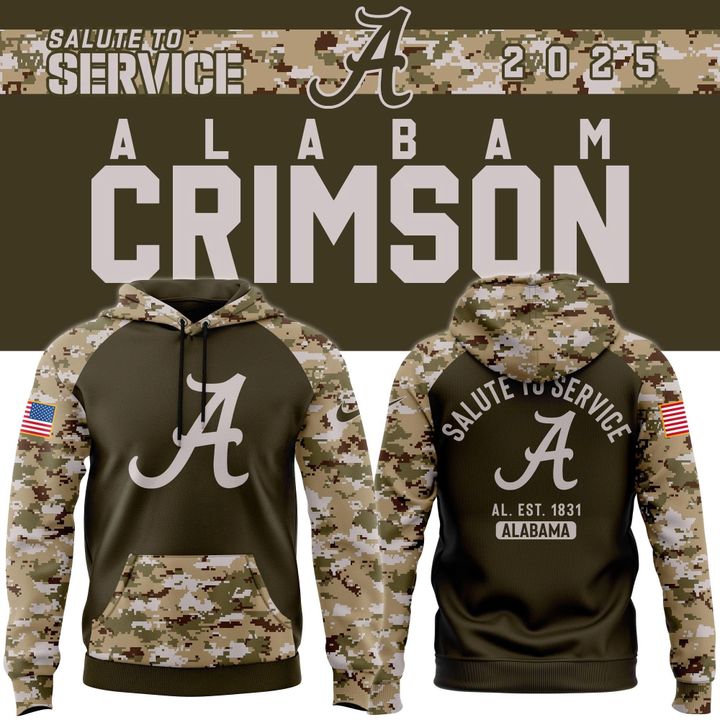 Alabama Crimson Tide Football 2025 Salute To Service Hoodie